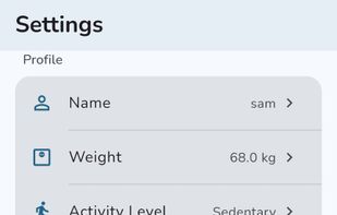 Settings screen