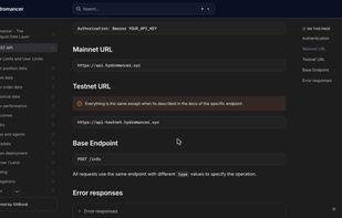 REST API docs: one POST /info endpoint with Bearer key auth