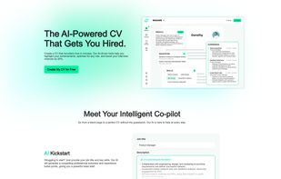 The AI-Powered CV
That Gets You Hired.
Create a CV that recruiters love in minutes. Our AI-driven tools help you highlight your achievements, optimize for any role, and boost your interview chances by 50%.