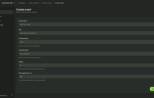 Create a new data source (website crawl)