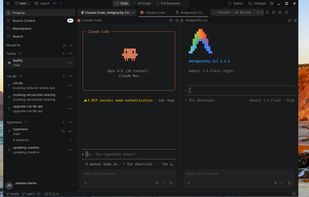 Screenshot of Hyperlane App with 2 TUI apps open inside it side by side tiled