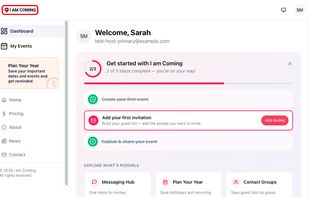 Host Dashboard – manage events, track RSVPs at a glance