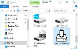 plug your iPhone with a USB Cable, a new driver appears in Finder of Explorer.