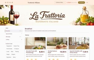 Your digital menu as diners see it on desktop