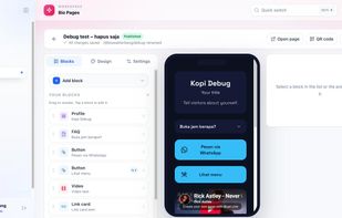 Bio Page editor with live phone preview