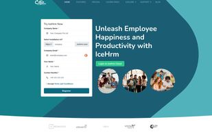 Home page for an open source HRM platform.