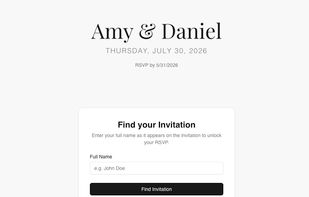 RSVP Landing Page for guests