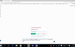 A user is composing a message in an AI chat interface that includes sensitive personal and medical information, such as:

A person’s name (“Mary”)
A medical condition (“diabetes”)
Age (“25 years old”)
Treatment details (“insulin”)

Guardrail automatically flags this content and triggers a warning:

“Sensitive data detected”