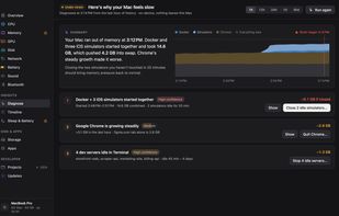 Why is my Mac slow? The ranked causes from the last hour, with the evidence and one action for each.