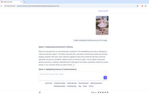 Boost your sales listings. Automatically generate creative marketing copy and product details just by asking the AI to describe photo content