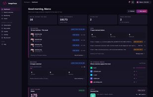 Your dashboard at a glance: recent scan activity, credit balance, and the latest matches across your photos.