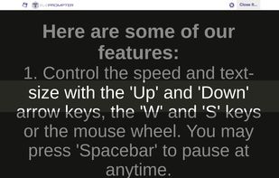 Teleprompter running on the website