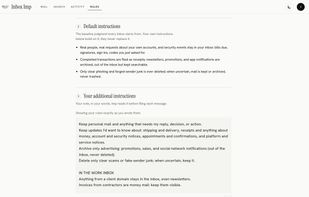 How your mail is handled: the rules are a document you can edit, not a settings screen.