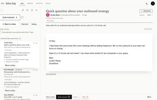 The pitch pile: cold outreach from strangers is filed separately so you can skim it once a week.