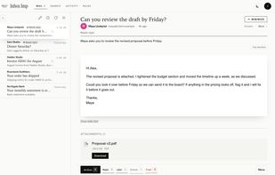 The queue: only mail that needs you, reply-first, with a plain-English reason for every decision.