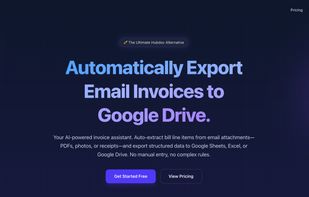 InboxToDrive landing page - AI-powered tool to automatically parse and export email invoices to Google Drive and Google Sheets.