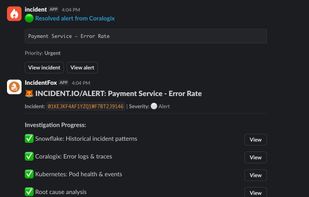 IncidentFox Slack Message Example