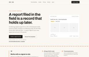 Homepage: incident reports are timestamped, digitally signed, and locked as a legal record under OSHA recordkeeping rules (29 CFR 1904).
