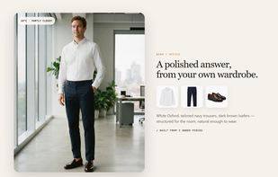 A complete personalized outfit recommendation created from clothes in the user's own wardrobe.