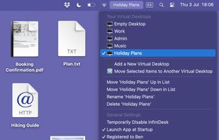 InfiniDesk in Maxi Menu mode (showing all options)