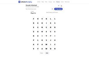 Themes: find the theme words and the spangram hidden in a board of 48 letters.