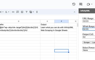 The Google sheets UI