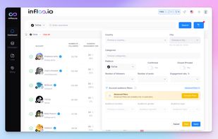 Main Dashboard with opened filters