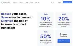 ? Reduce costs:     ? Up to 50%: Reduction in annual contract management costs.     ? Up to 10%: Save your total annual income with effective contract management  ? Save time: Up to 20%:     ? Faster contract approval times with our digital signature 