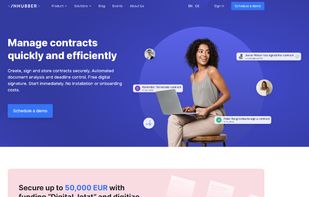 Manage contracts quickly and efficiently.  Create, sign and store contracts securely. Automated document analysis and deadline control. Free digital signature. Start immediately. No installation or onboarding costs.  All contract management tools.