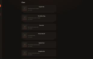 The "Chats" tab in list mode showing all character chats in a list .
