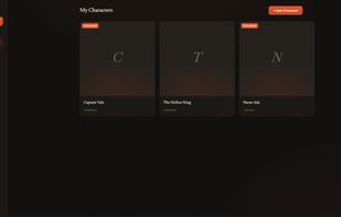 The "My characters" tab in sheet mode showing 3 per row.