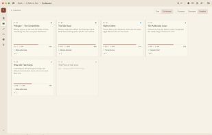 The corkboard: chapters as cards you can reorder