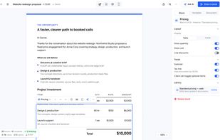 Templates & sections
Start from proven templates and reuse your best sections and pricing.