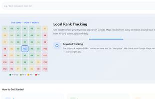 InQik local rank tracking with 49-point GPS heatmap grid. Each cell shows the exact Google Maps ranking position from that location. Green indicates top 3 results, yellow mid-range, red means the business is not visible in that area.