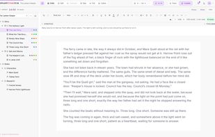 Compile & Export: pick documents, set the order, export to PDF, DOCX, EPUB, Markdown or Manuscript