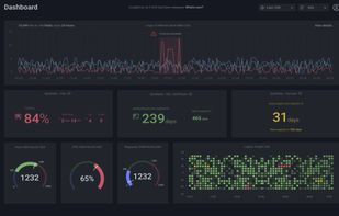 Infrastructure monitoring metrics displayed in the InsightCat dashboards. Dashboards allow you to visualize your infrastructure health status and have a holistic view of the whole system or separate server, cloud, laptop, etc.