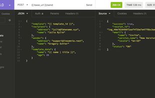 Specify URL, payload, headers, and authorization all in one place. Then just hit send.