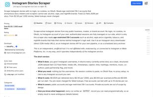 Actor page on Apify Store