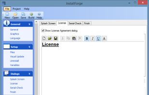 Use the integrated editor to write your license texts
