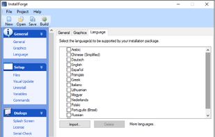 Select the languages you want to be supported by your setup.