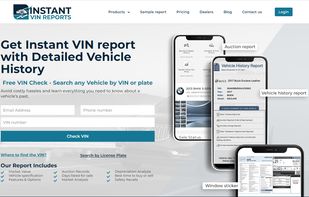 Instant VIN Reports Homepage