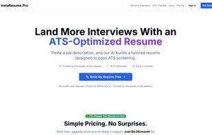Land more interviews with an AI-built, ATS-optimized resume —
paste a job description and get tailored content in minutes.