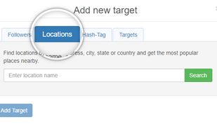 , you can add locations such as cities, districts, public places etc. as a target.
When you choose a location target, the bot interacts with the people who have published Instagram posts in that place.
Geolocation targeting is suitable for the ones who are looking for local Instagram followers.