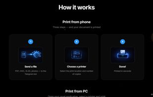 How it works — 3 steps to print from phone + print from PC
