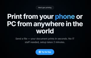 Landing page — print from phone or PC from anywhere
