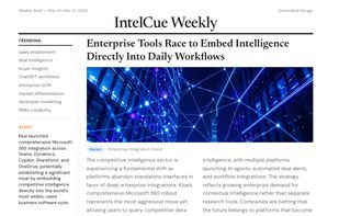 A newspaper-style AI briefing that synthesizes all your intel into thematic articles. 