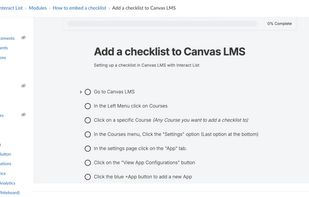 Embedding a checklist into Canvas LMS