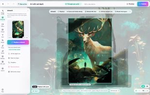 Through your print: the artwork becomes a window with depth behind it.
