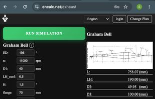 calculation exhaust pipe for two stroke engines using Graham Bell functions