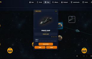Galaxy map with NPC pirate ship selected